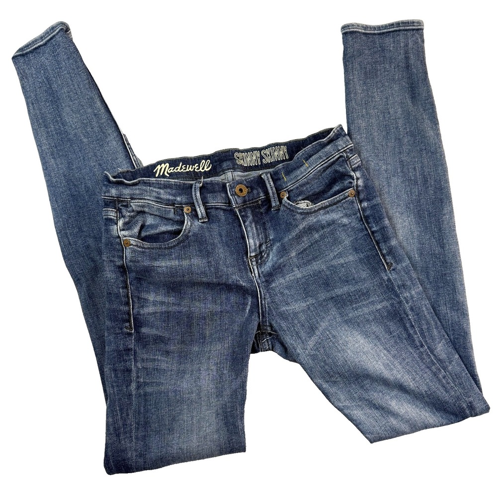 Madewell Skinny Skinny Jeans Womens Blue Mid Rise Distressed Preppy Denim 26x32